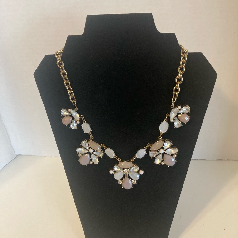 Elegant Gold and Antique Pink Vintage Floral Necklace